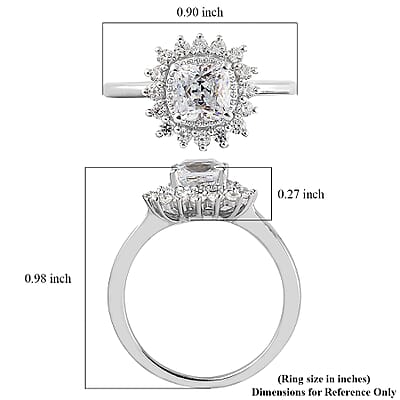 Lustro Stella Made with Finest CZ Sunburst Ring in Platinum Over Sterling Silver (Size 10.0) 2.70 ctw