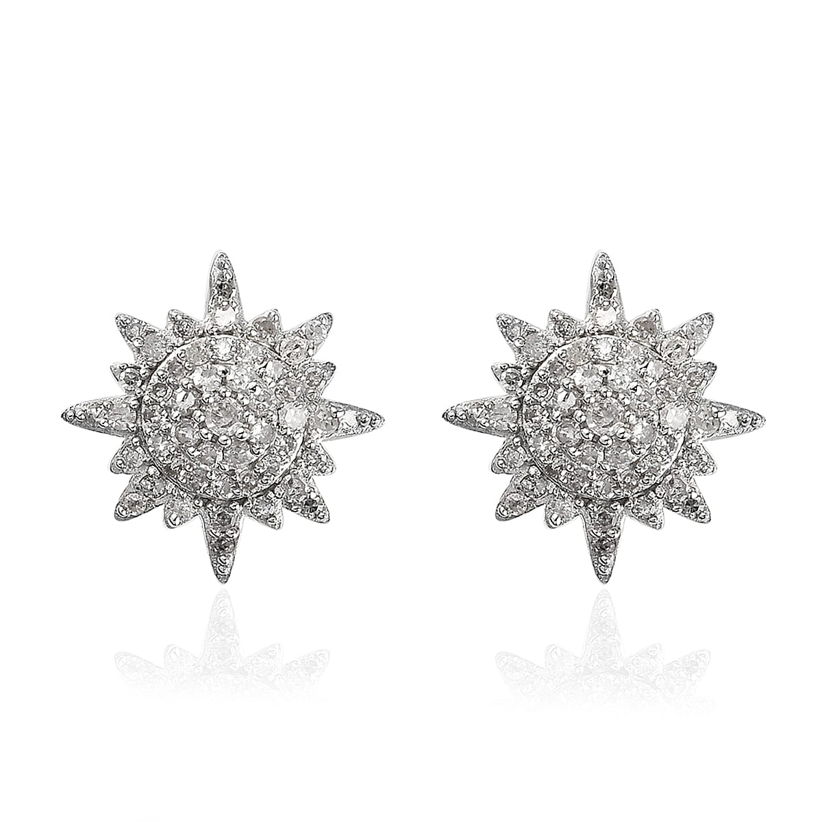 Diamond Stud Earrings in Platinum Over Sterling Silver 0.50 ctw