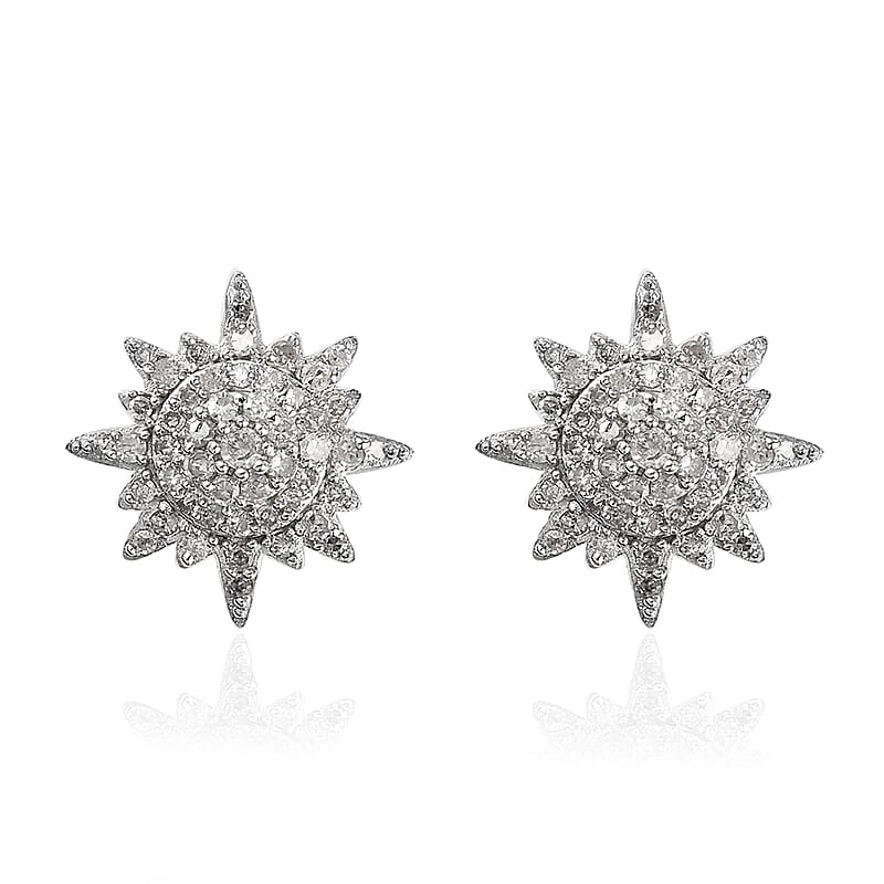 Diamond Stud Earrings in Platinum Over Sterling Silver 0.50 ctw
