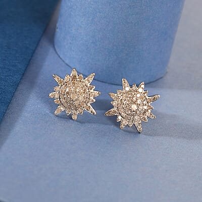 Diamond Stud Earrings in Platinum Over Sterling Silver 0.50 ctw