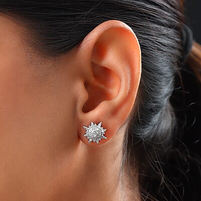 Diamond Stud Earrings in Platinum Over Sterling Silver 0.50 ctw