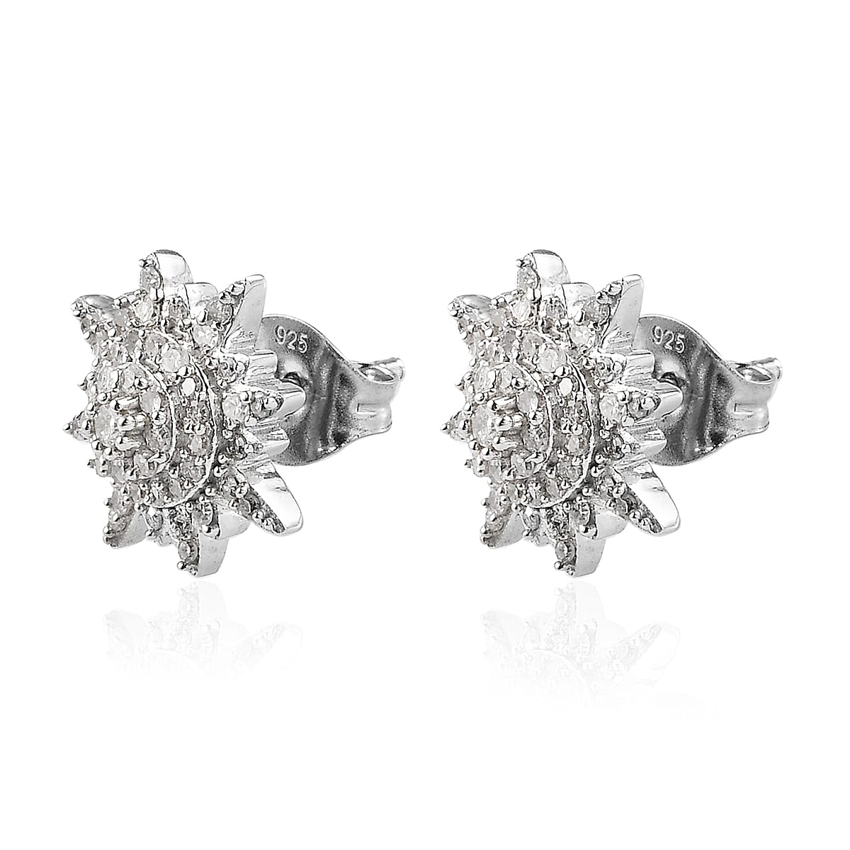 Diamond Stud Earrings in Platinum Over Sterling Silver 0.50 ctw