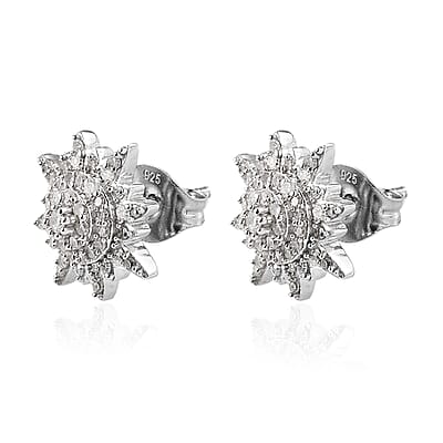 Diamond Stud Earrings in Platinum Over Sterling Silver 0.50 ctw