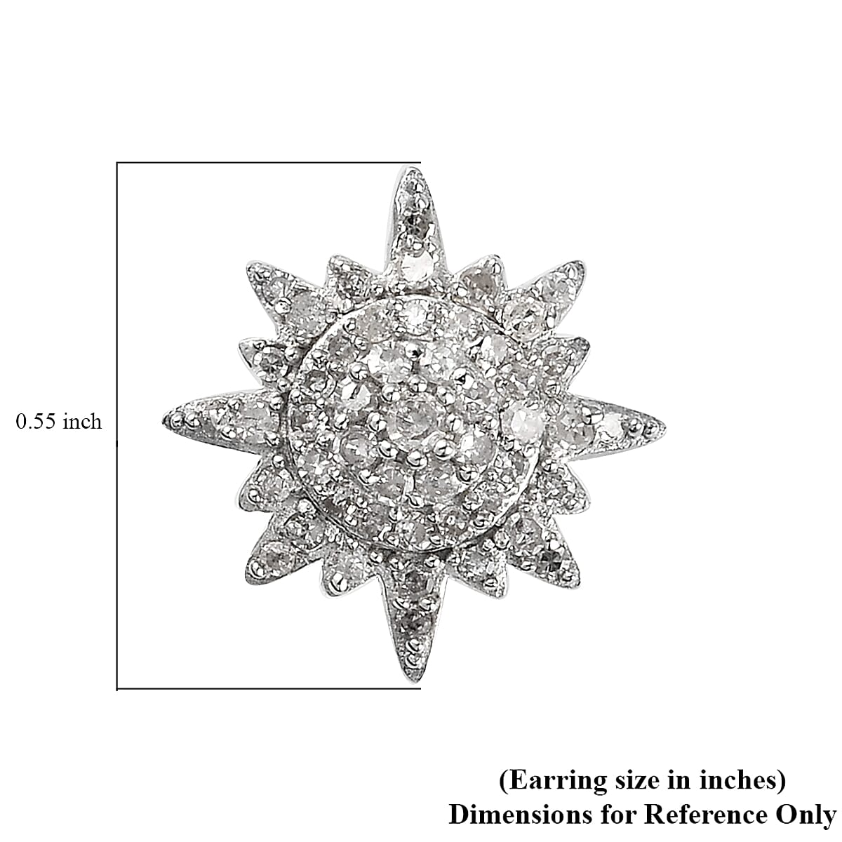 Diamond Stud Earrings in Platinum Over Sterling Silver 0.50 ctw