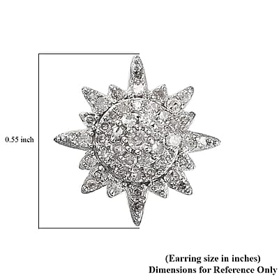 Diamond Stud Earrings in Platinum Over Sterling Silver 0.50 ctw
