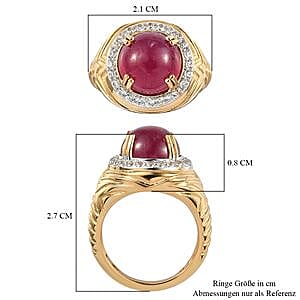 Ruby and White Zircon 6.86 ctw Ring in Vermeil Yellow Gold Over Sterling Silver (Size 5.5)
