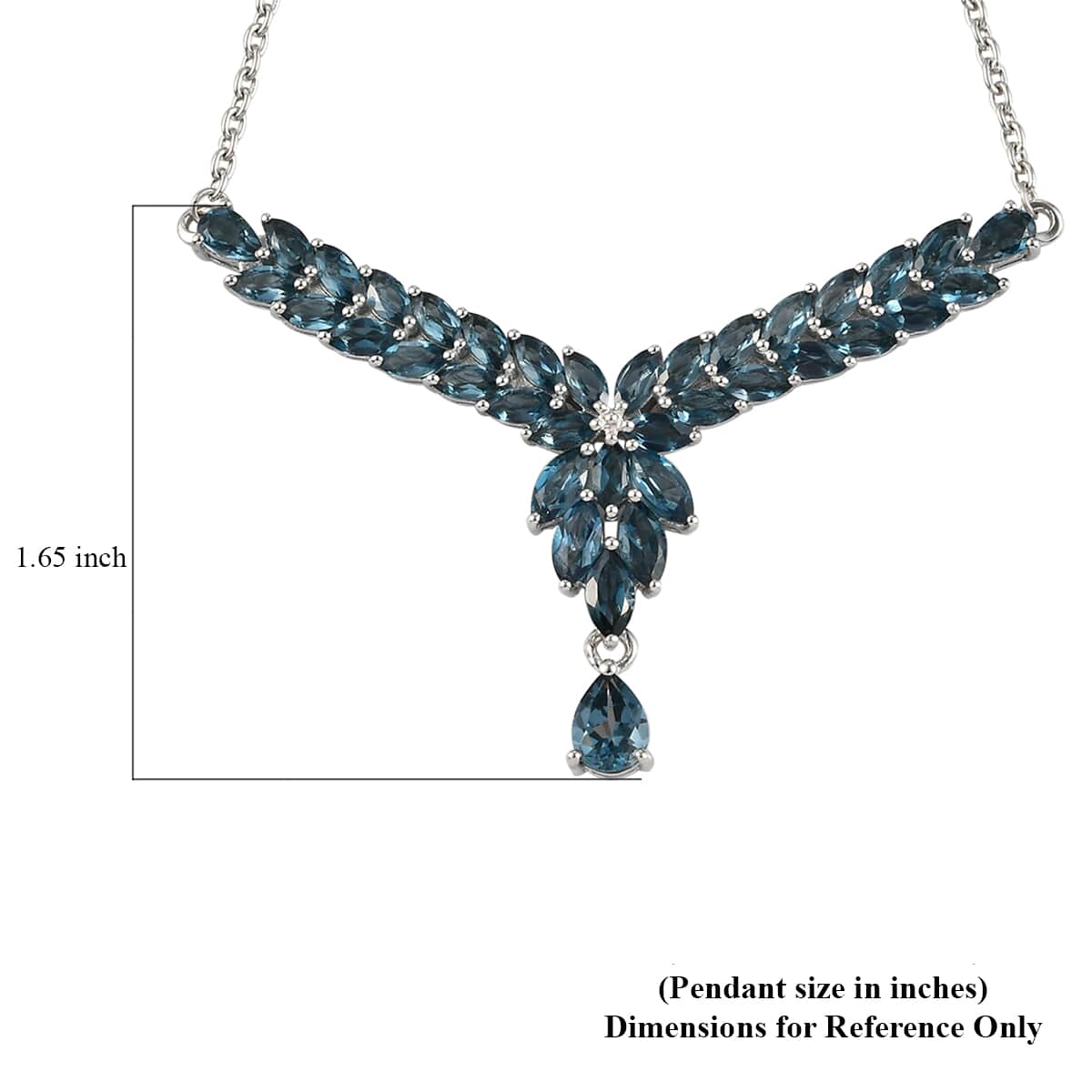 London Blue Topaz Necklace Floral 18 Inches in Platinum Over Sterling Silver 7.75 ctw image number 5