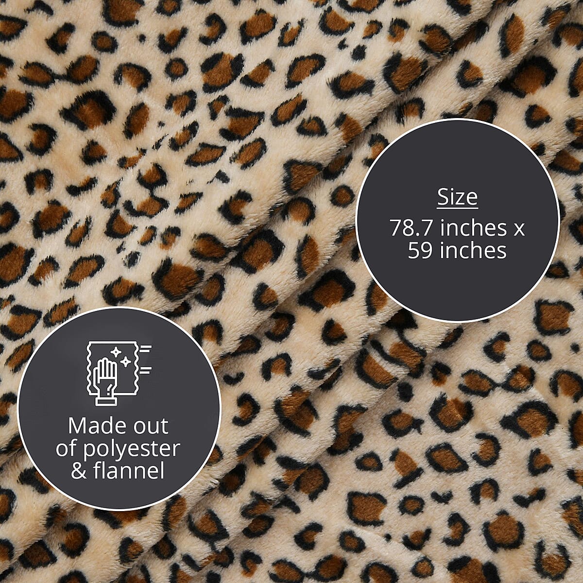 Homesmart Brown Striking leopard Pattern Flannel Single Layer Blanket , Polyester Printing Blanket , All Weather Trip Blanket , Spring Throw Blanket image number 2