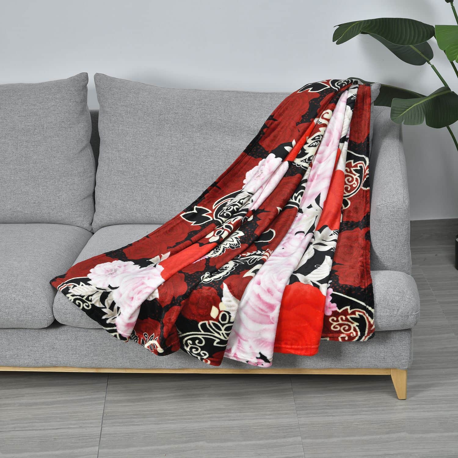 Buy Homesmart Red Rose Pattern Flannel Single Layer Blanket