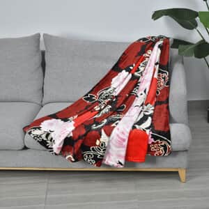 Homesmart Red Rose Pattern Flannel Single Layer Blanket , Polyester Printing Blanket , All Weather Trip Blanket , Spring Throw Blanket