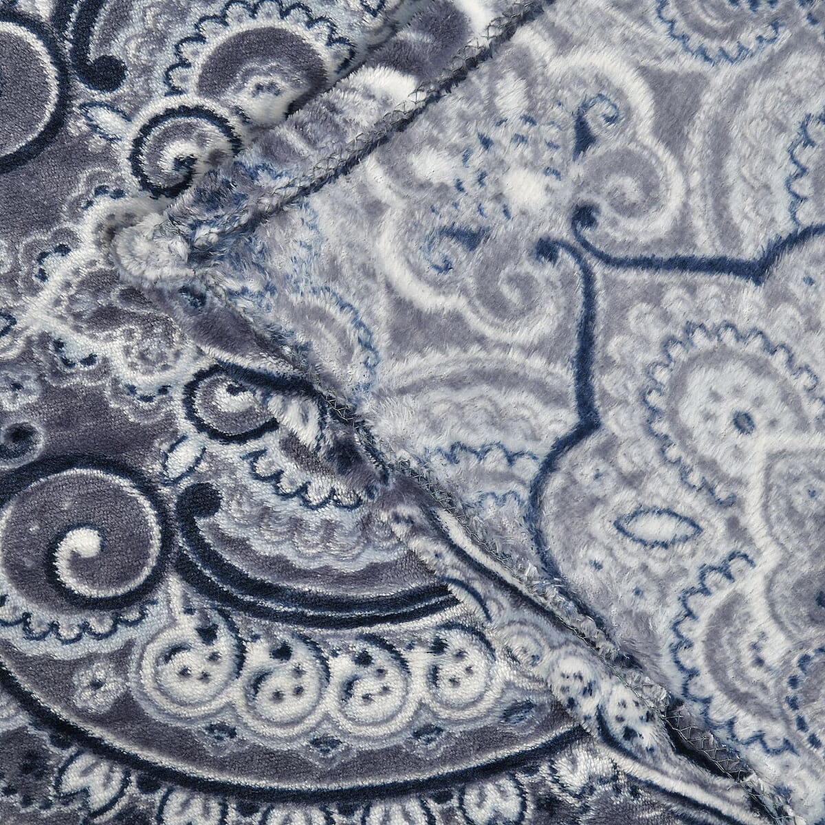 Homesmart Blue Intricate Ethnic Pattern Flannel Single Layer Blanket , Polyester Printing Blanket , All Weather Trip Blanket , Spring Throw Blanket image number 2