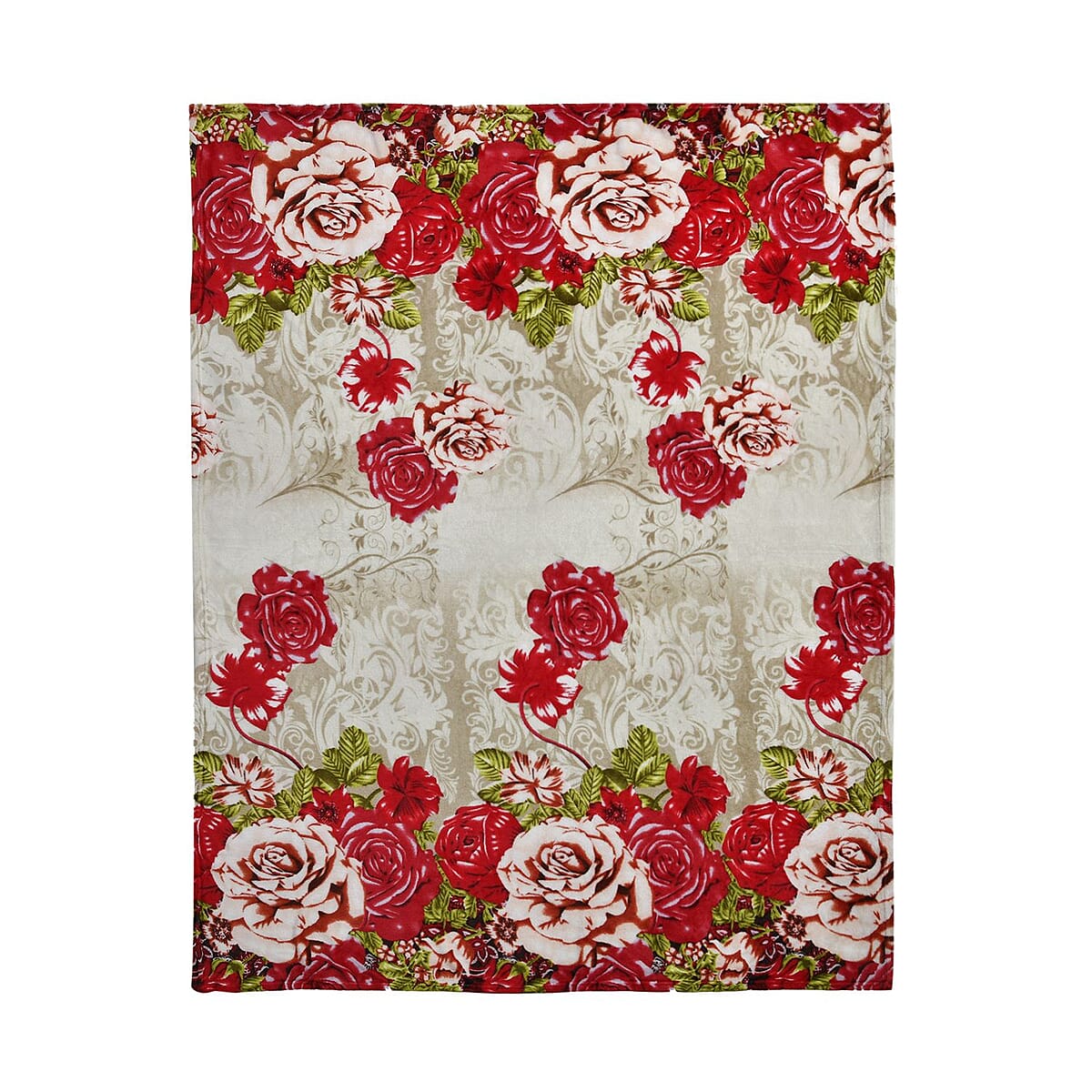 Homesmart Red and White Blooming Flower Pattern Flannel Single Layer Blanket , Polyester Printing Blanket , All Weather Trip Blanket , Spring Throw Blanket image number 5