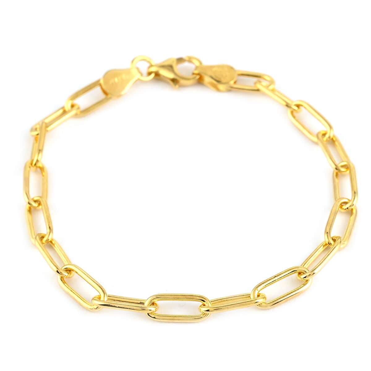Italian 14K Yellow Gold Over Sterling Silver 4.5mm Paperclip Bracelet (7.00 In) 5.40 Grams image number 0
