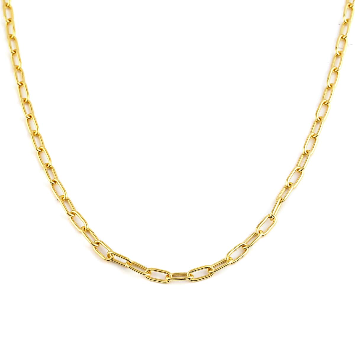 Italian 14K Yellow Gold Over Sterling Silver 3mm Paper Clip Necklace 20 Inches 7.50 Grams image number 0