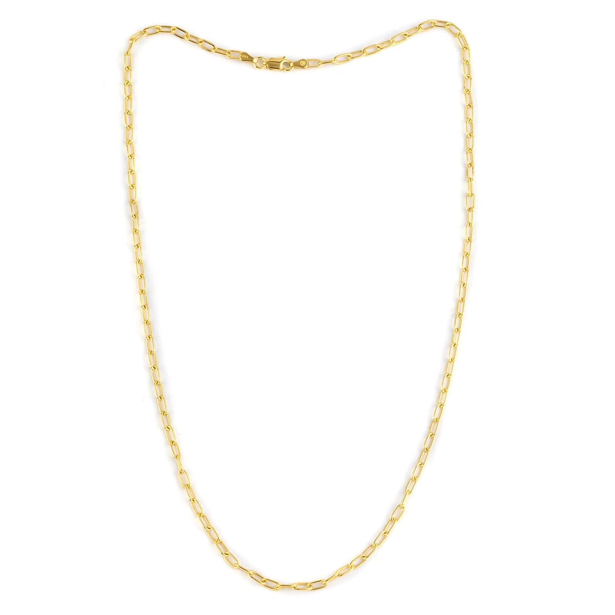 Italian 14K Yellow Gold Over Sterling Silver 3mm Paper Clip Necklace 20 Inches 7.50 Grams image number 3