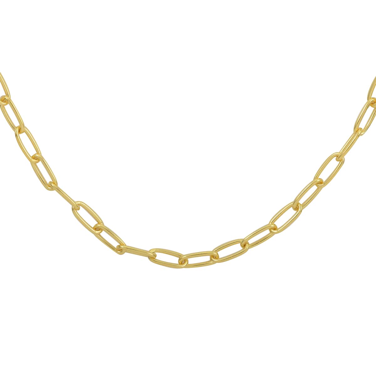 Italian 14K Yellow Gold Over Sterling Silver 4mm Diamond Cut Paperclip Necklace 16 Inches 8.80 Grams image number 0
