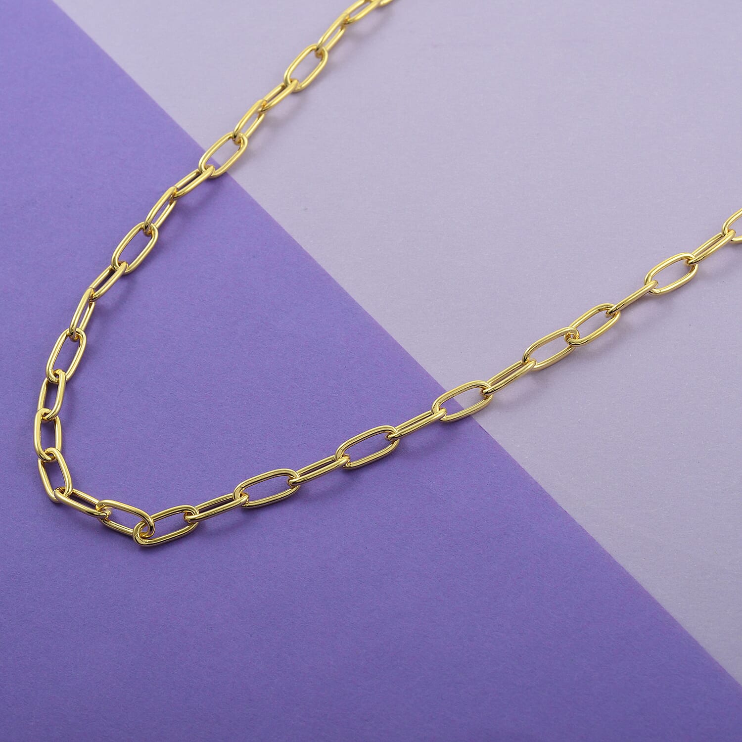 Italian 14K Yellow Gold Over Sterling Silver 4mm Diamond Cut Paperclip Necklace 16 Inches 8.80 Grams