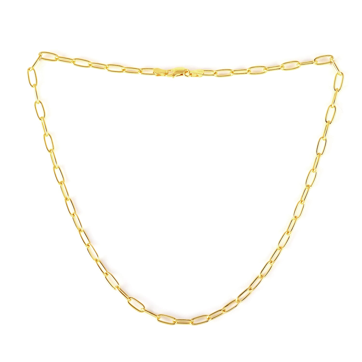 Italian 14K Yellow Gold Over Sterling Silver 4mm Diamond Cut Paperclip Necklace 16 Inches 8.80 Grams