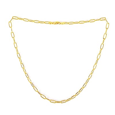 Italian 14K Yellow Gold Over Sterling Silver 4mm Diamond Cut Paperclip Necklace 16 Inches 8.80 Grams