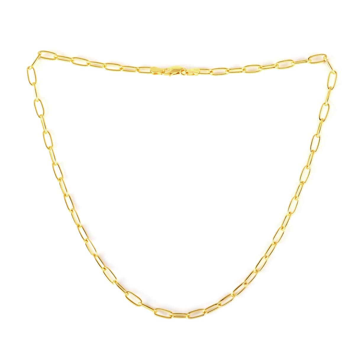 Italian 14K Yellow Gold Over Sterling Silver 4mm Diamond Cut Paperclip Necklace 16 Inches 8.80 Grams image number 2