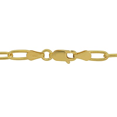 Italian 14K Yellow Gold Over Sterling Silver 4mm Diamond Cut Paperclip Necklace 16 Inches 8.80 Grams