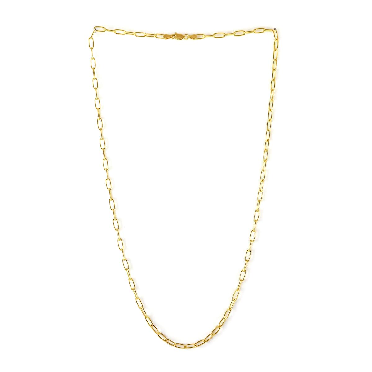 Italian 14K Yellow Gold Over Sterling Silver 4mm Diamond Cut Paperclip Necklace 24 Inches 12.90 Grams image number 2