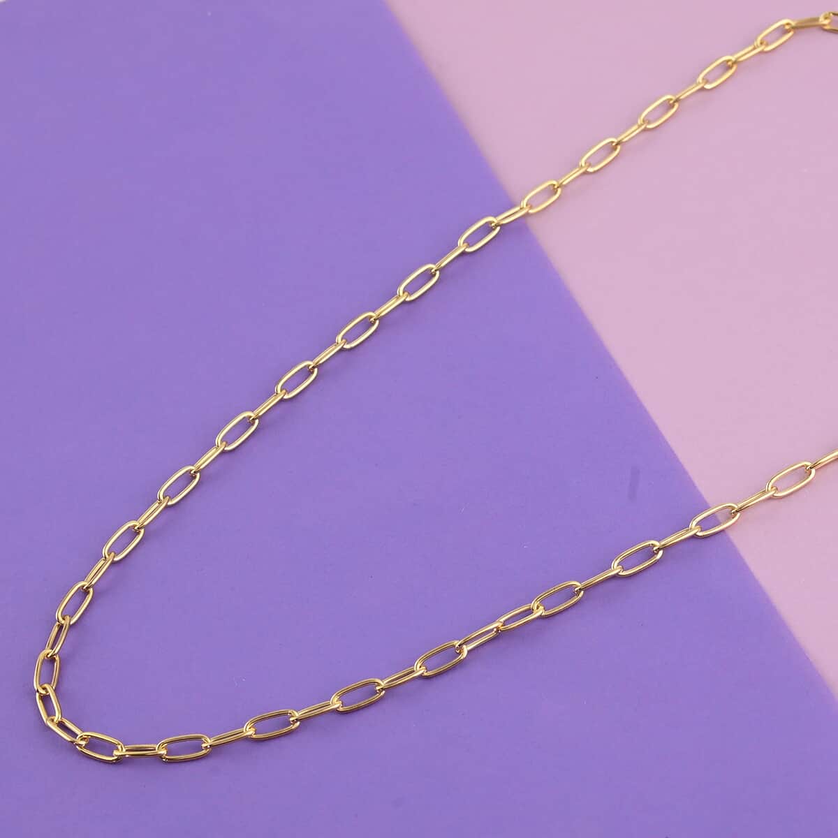 Italian 14K YG Over Sterling Silver Paper Clip Necklace 16 Inches 12 Grams image number 1