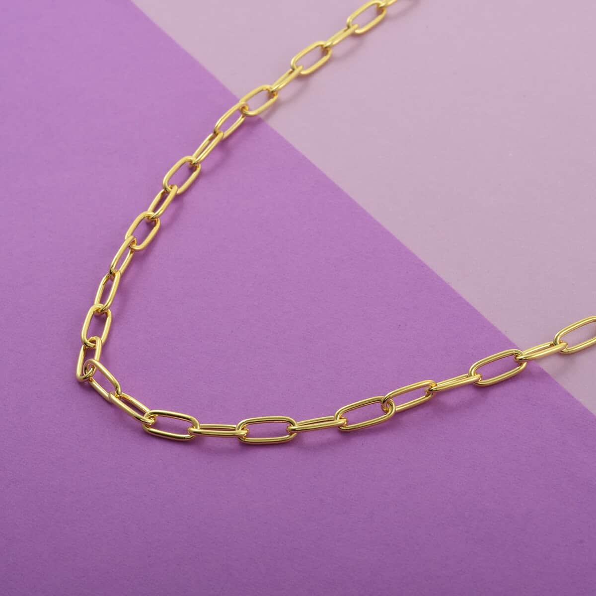 Italian 14K Yellow Gold Over Sterling Silver 4.5mm Paper Clip Necklace 20 Inches 15.20 Grams image number 1