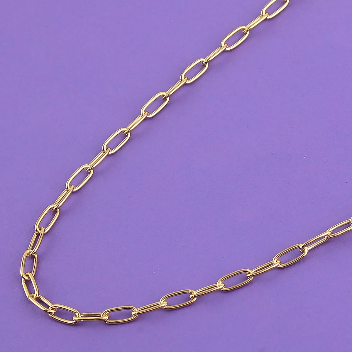Italian 14K Yellow Gold Over Sterling Silver 3mm Diamond Cut Paperclip Necklace 20 Inches 7 Grams image number 1
