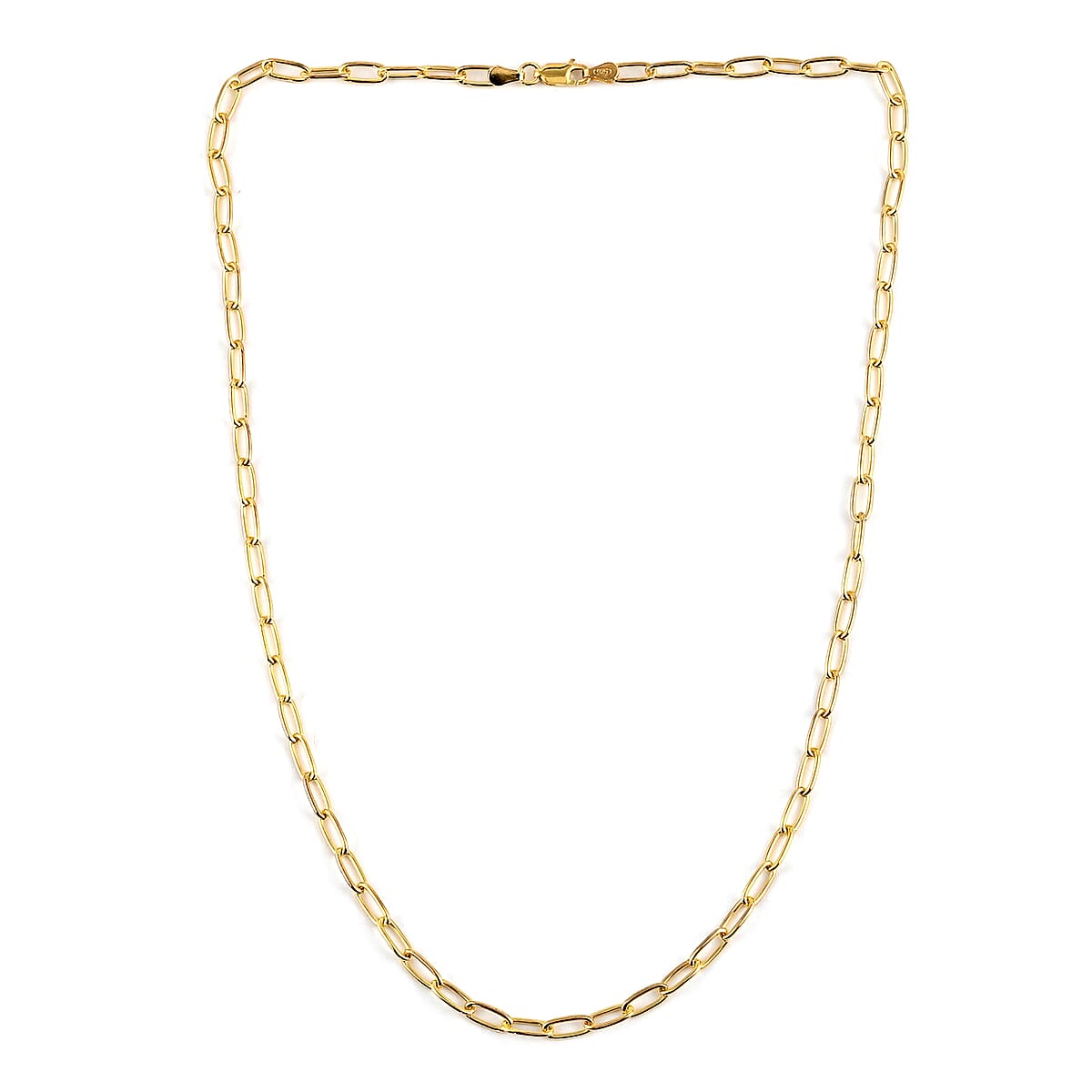 Italian 14K Yellow Gold Over Sterling Silver 3mm Diamond Cut Paperclip Necklace 20 Inches 7 Grams image number 2