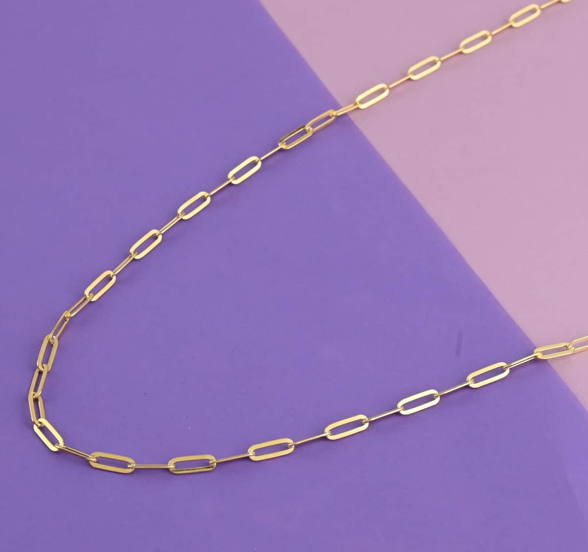 Italian 14K Yellow Gold Over Sterling Silver 3mm Diamond Cut Paper Clip Necklace 30 Inches 10.20 Grams image number 1