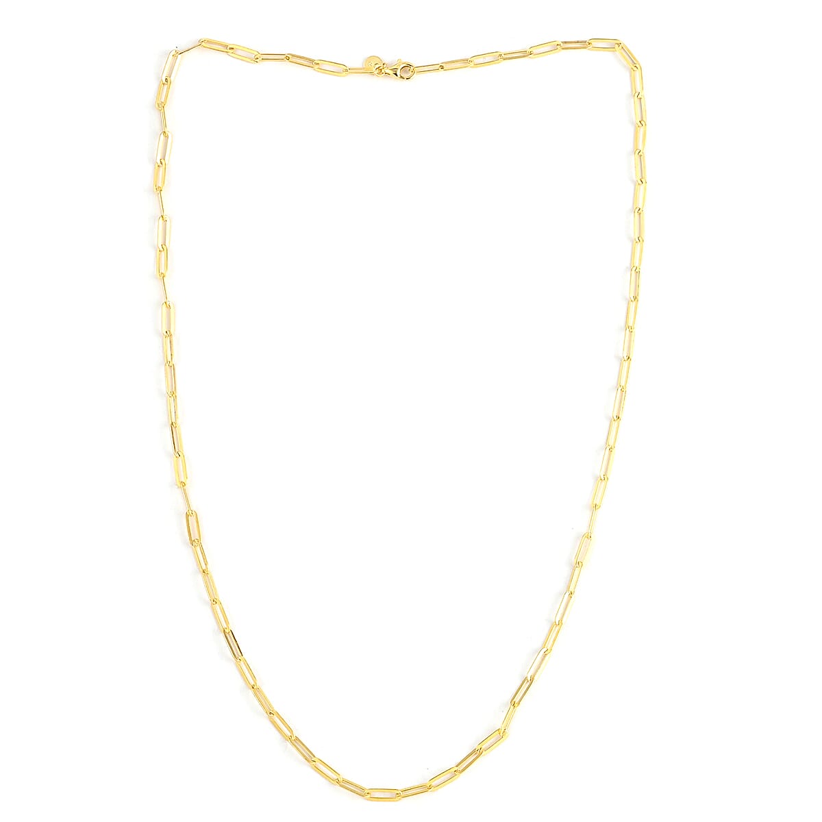 Italian 14K Yellow Gold Over Sterling Silver 3mm Diamond Cut Paper Clip Necklace 30 Inches 10.20 Grams