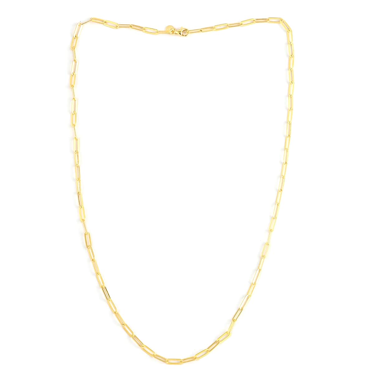 Italian 14K Yellow Gold Over Sterling Silver 3mm Diamond Cut Paper Clip Necklace 30 Inches 10.20 Grams image number 2