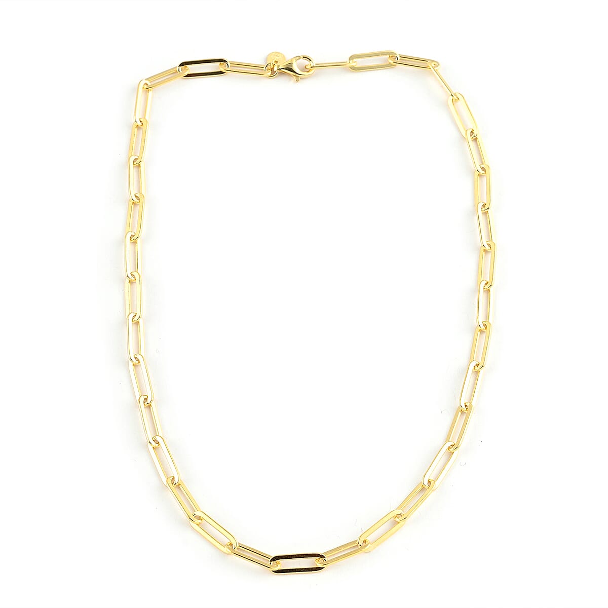 Italian 14K Yellow Gold Over Sterling Silver 4.5mm Diamond Cut Paperclip Necklace 16 Inches 11.90 Grams
