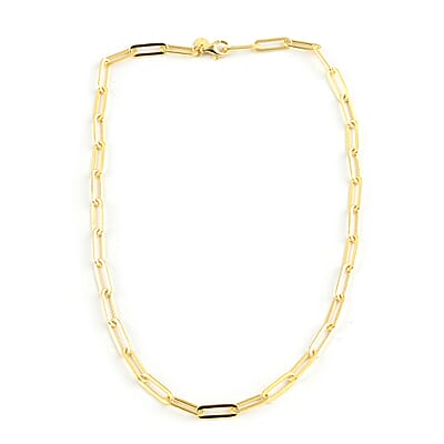 Italian 14K Yellow Gold Over Sterling Silver 4.5mm Diamond Cut Paperclip Necklace 16 Inches 11.90 Grams