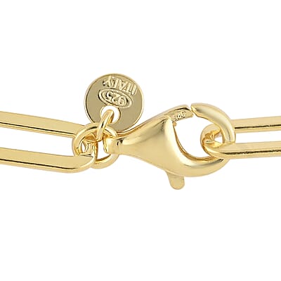Italian 14K Yellow Gold Over Sterling Silver 4.5mm Diamond Cut Paperclip Necklace 16 Inches 11.90 Grams
