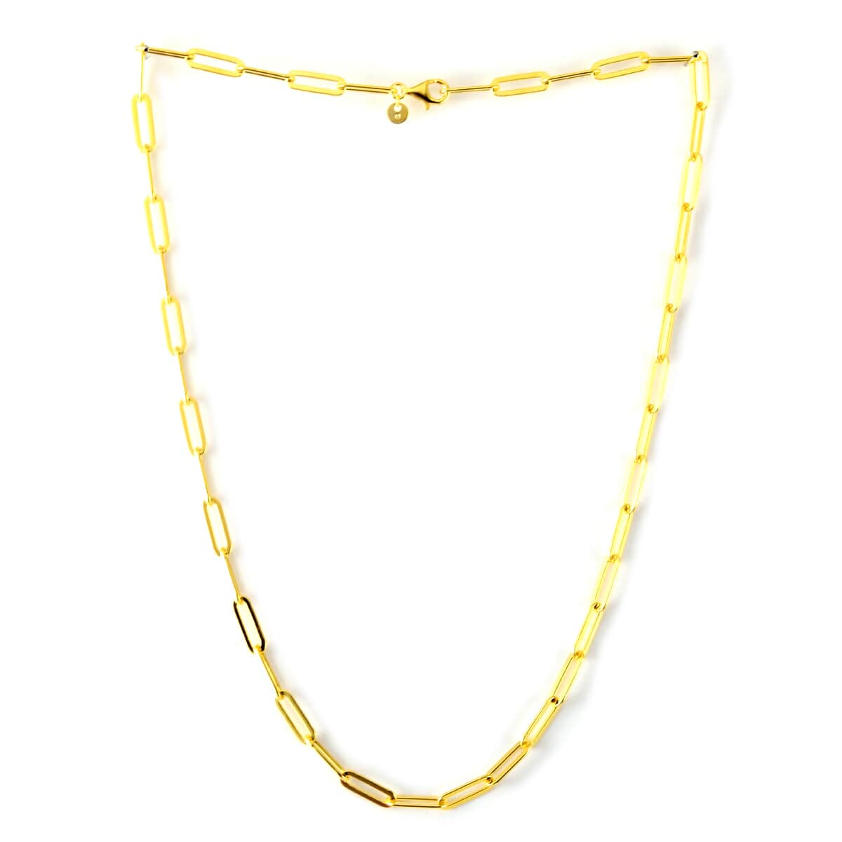 Italian 14K Yellow Gold Over Sterling Silver 4.5mm Diamond Cut Paperclip Necklace 20 Inches 14.80 Grams image number 2