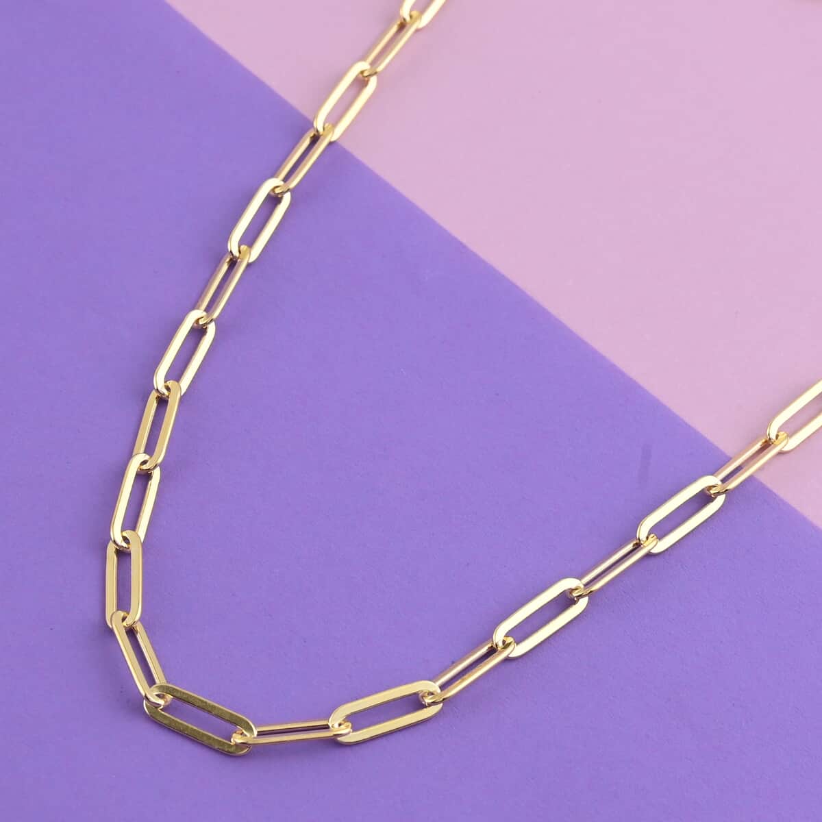 Italian 14K Yellow Gold Over Sterling Silver 4.5mm Diamond Cut Paperclip Necklace 22 Inches 16.10 Grams image number 1