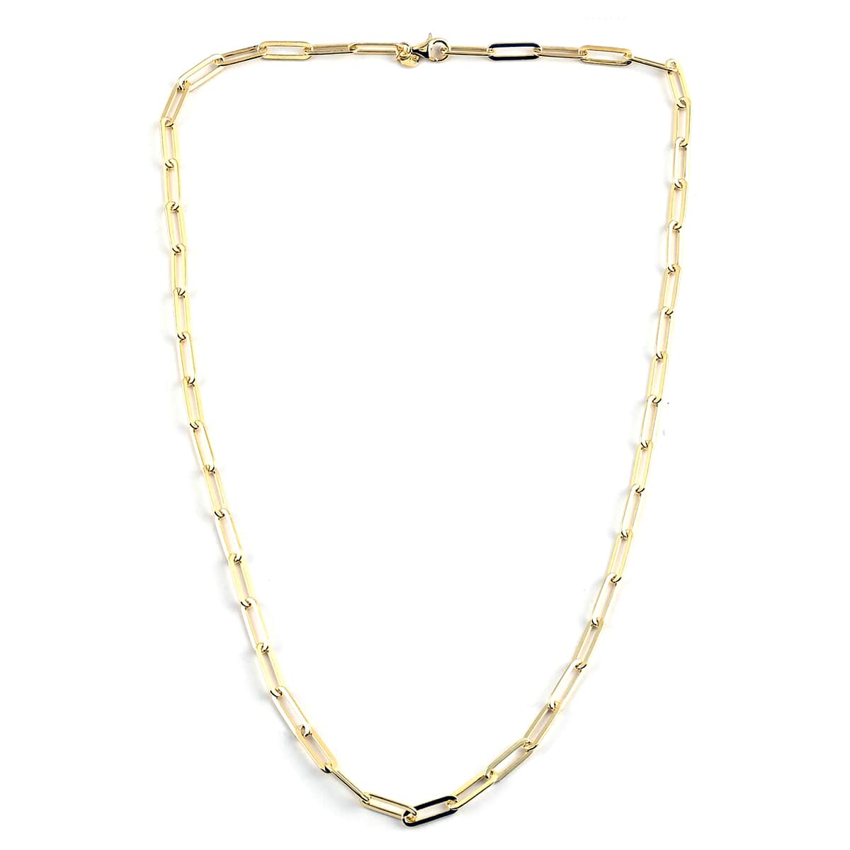 Italian 14K Yellow Gold Over Sterling Silver 4.5mm Diamond Cut Paperclip Necklace 22 Inches 16.10 Grams image number 2