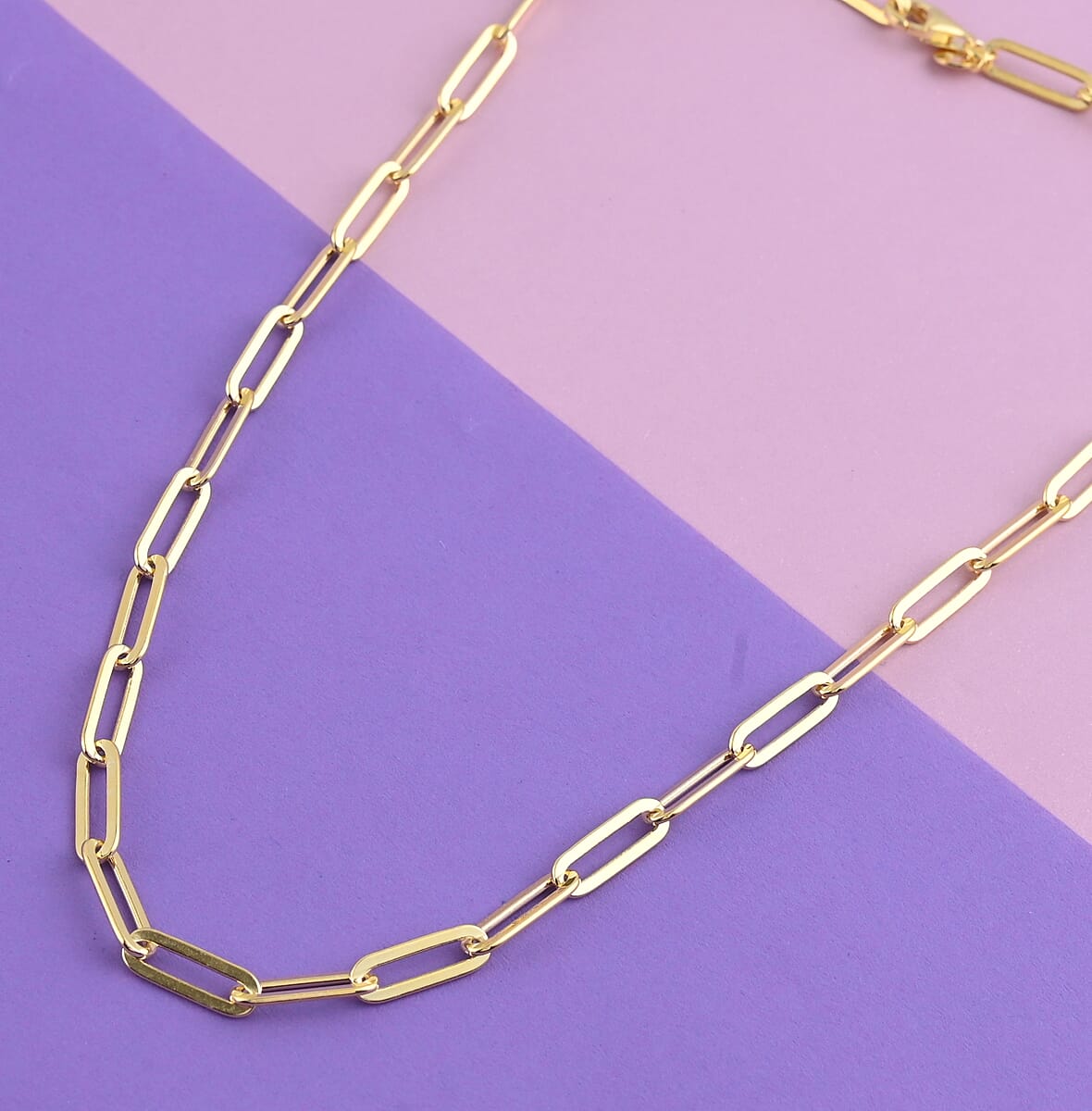 Italian 14K Yellow Gold Over Sterling Silver 4.5mm Diamond Cut Paper Clip Necklace 30 Inches 21.60 Grams image number 1