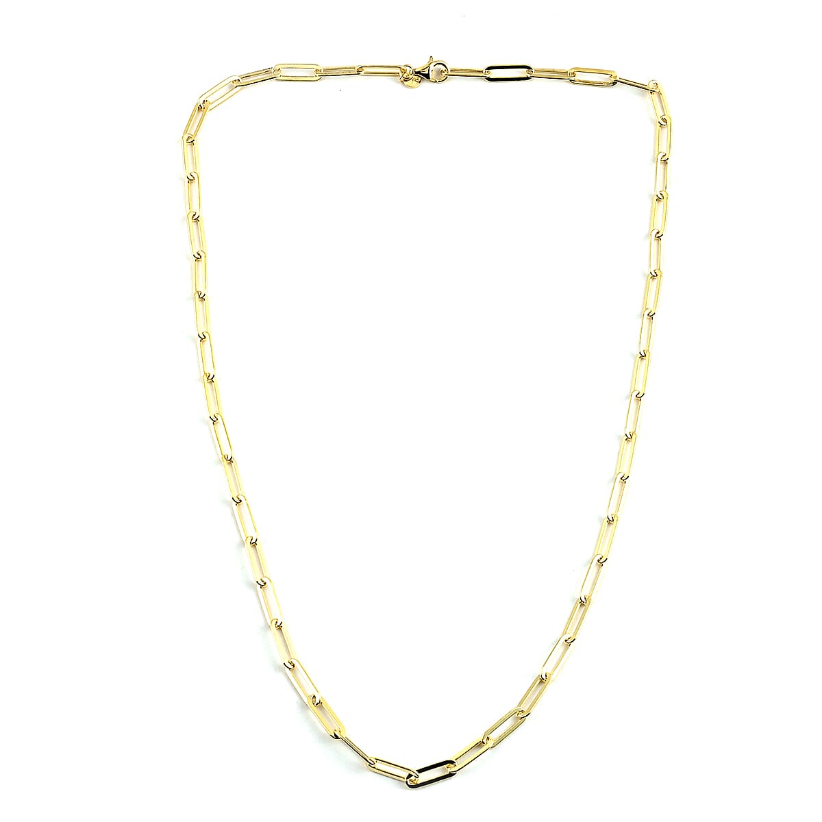 Italian 14K Yellow Gold Over Sterling Silver 4.5mm Diamond Cut Paper Clip Necklace 30 Inches 21.60 Grams image number 2