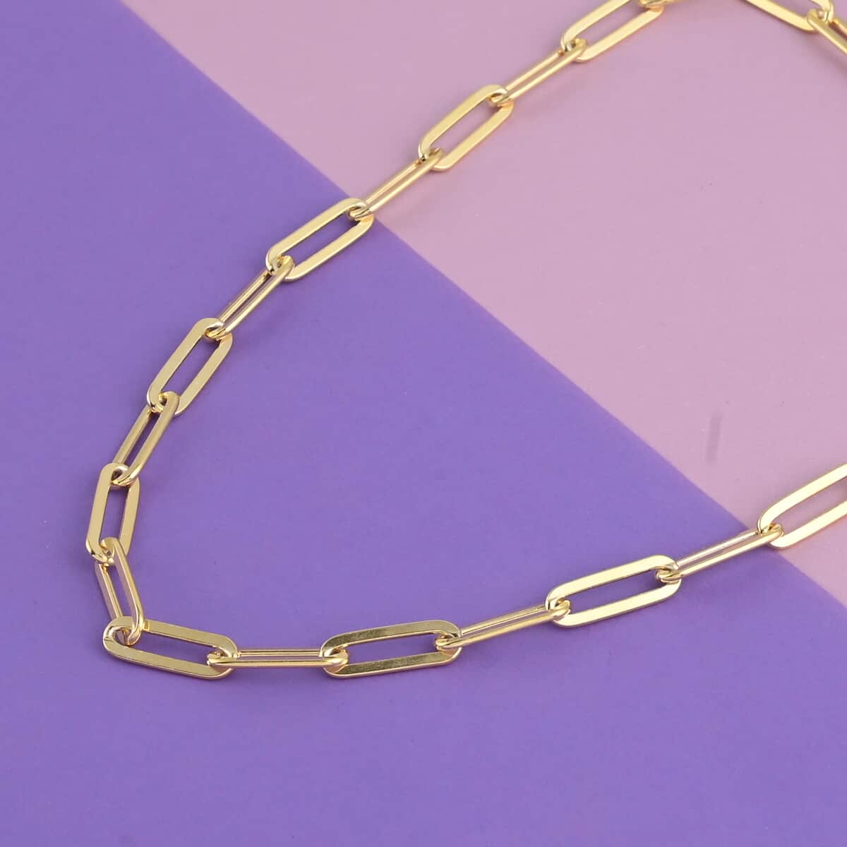 Italian 14K Yellow Gold Over Sterling Silver 5.5mm Diamond Cut Paperclip Necklace 16 Inches 18.70 Grams image number 1
