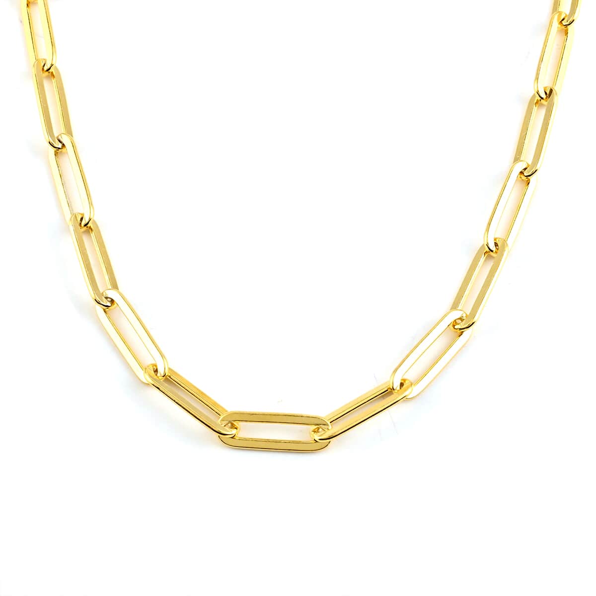 Italian 14K Yellow Gold Over Sterling Silver Diamond Cut Paperclip Necklace 30 Inches 34.30 Grams image number 0