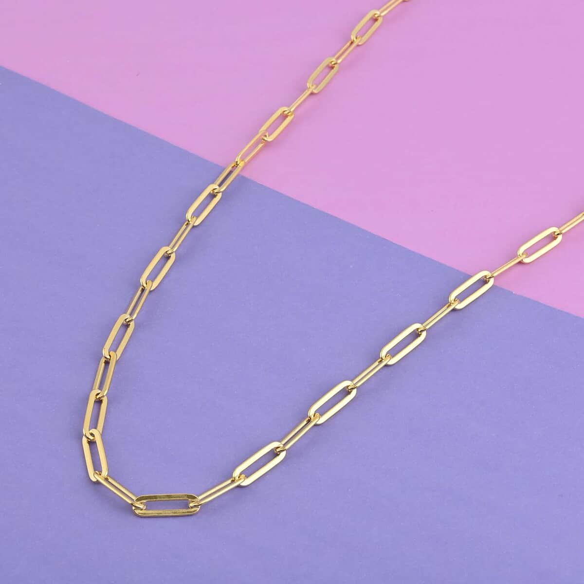 Italian 14K Yellow Gold Over Sterling Silver Diamond Cut Paperclip Necklace 30 Inches 34.30 Grams image number 1