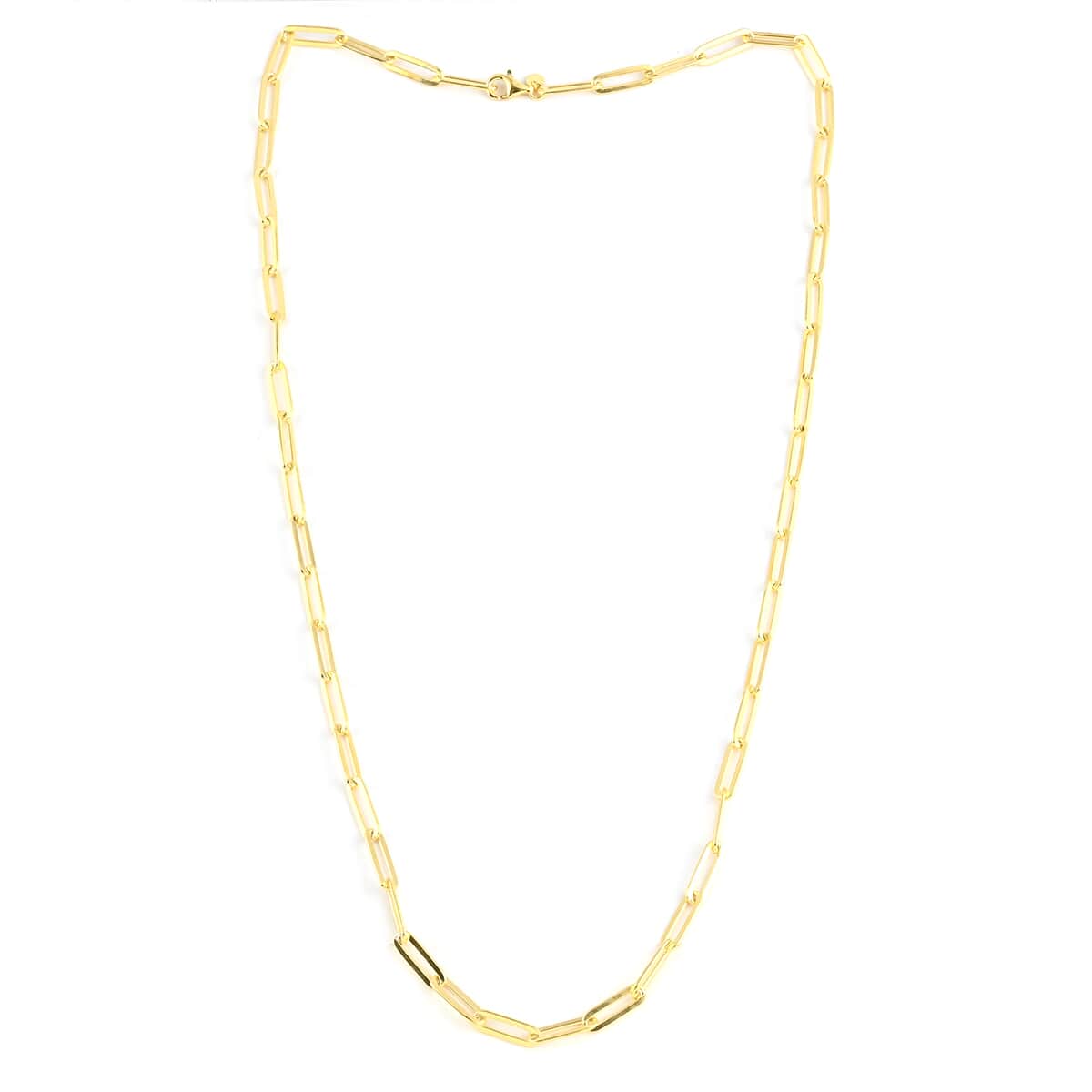 Italian 14K Yellow Gold Over Sterling Silver Diamond Cut Paperclip Necklace 30 Inches 34.30 Grams image number 2