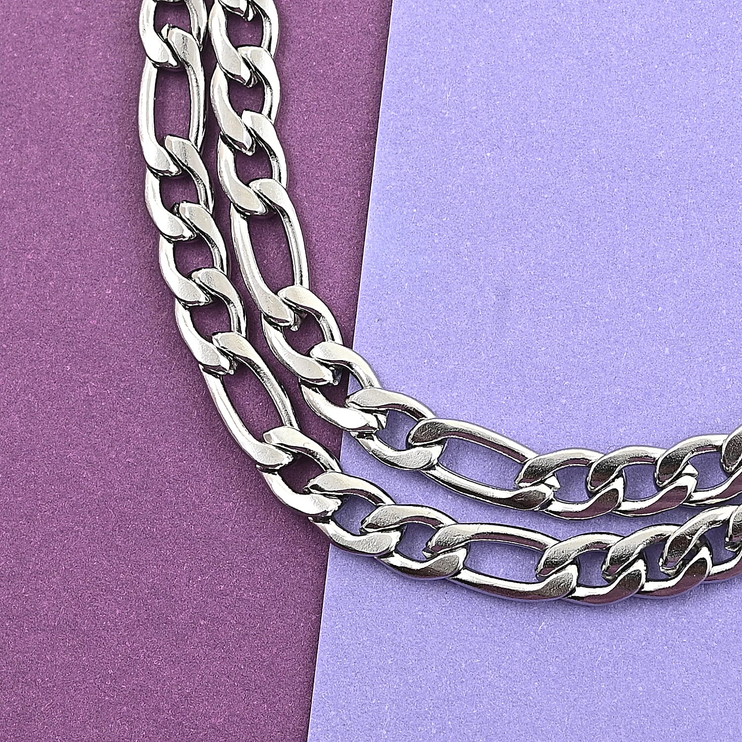 Figaro Necklace 24 Inches in Stainless Steel 16.50 Grams
