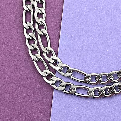 Figaro Necklace 24 Inches in Stainless Steel 16.50 Grams