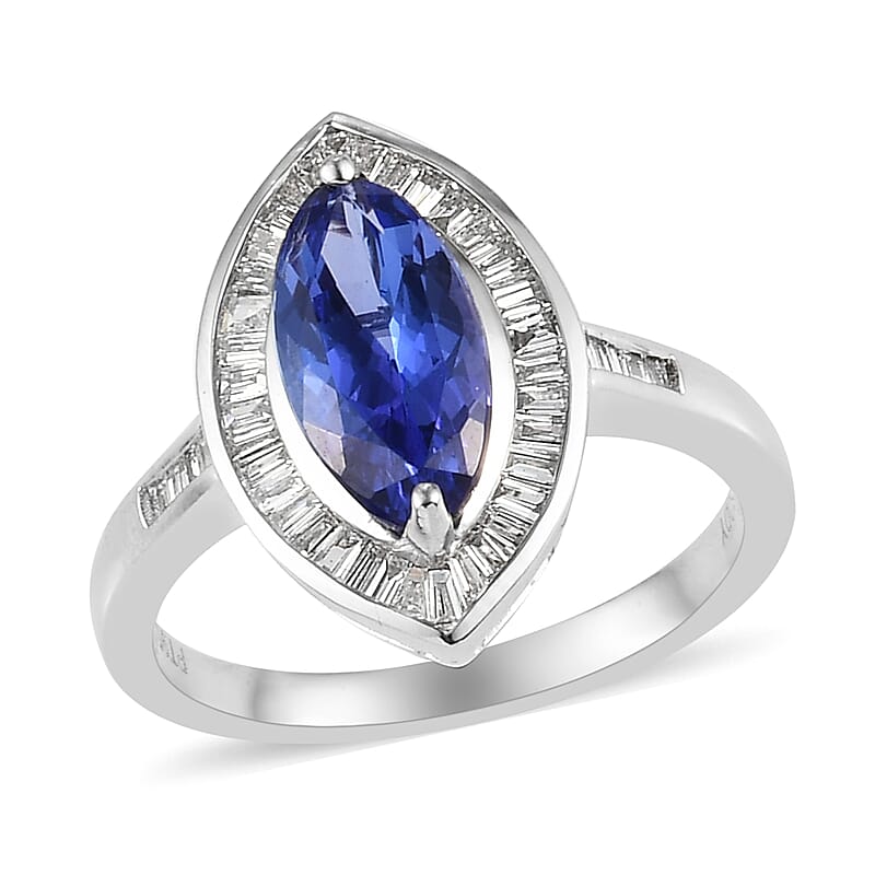 Rhapsody 950 Platinum AAAA Tanzanite and Diamond E-F VS Halo Ring (Size 10.0) 5.50 Grams 2.45 ctw