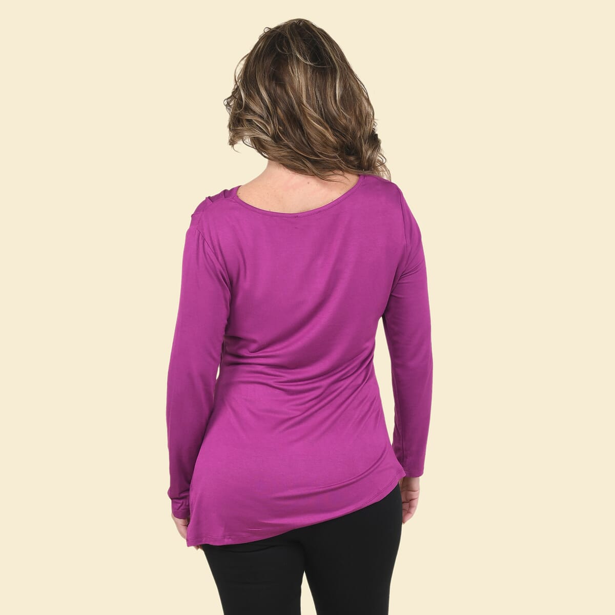 Tamsy Violet Long Sleeve Drape Top - Large image number 1