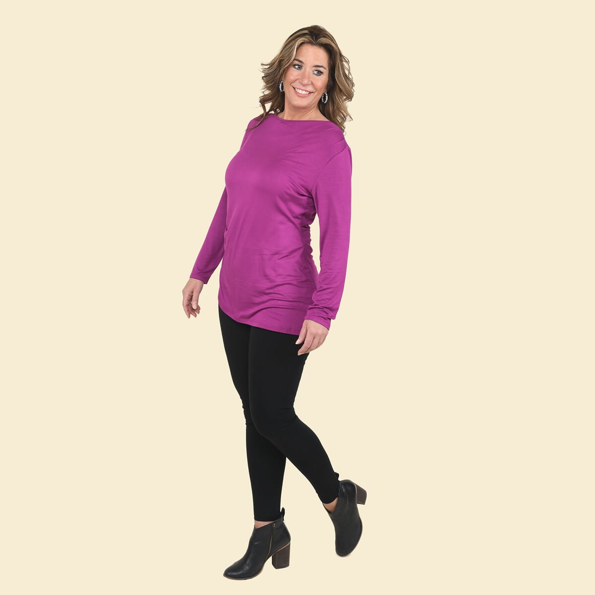Tamsy Violet Long Sleeve Drape Top - Large image number 3